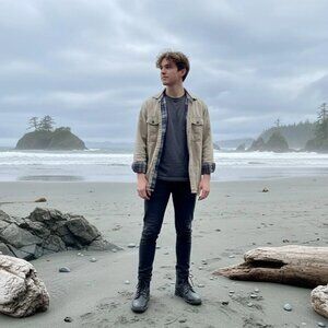 Men's Khaki Cotton With  Flannel Plaid Shirt